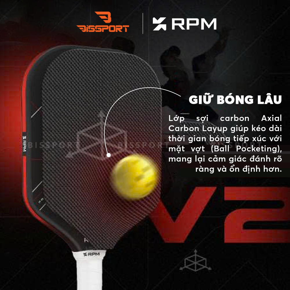 Vợt Pickleball RPM V2 Elongate 16mm Chính Hãng - Đầm - Bền Bỉ - Toàn Diện - Siêu Xoáy - Lõi Polymer Honeycomb - Chắc Tay